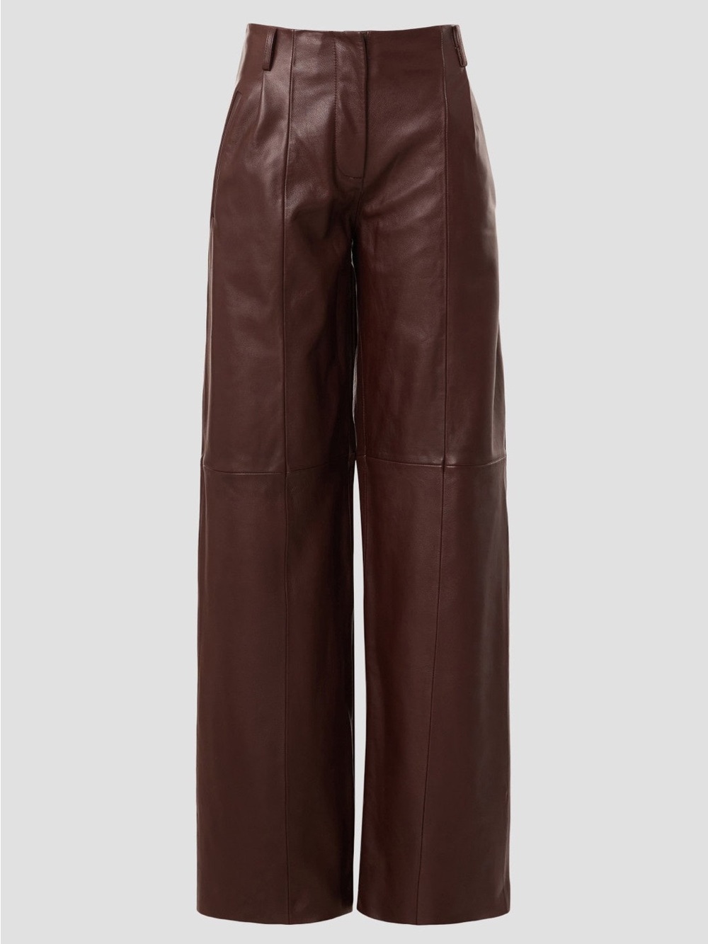 VEDA Revolve Dark Brown 100% Leather Wide Leg Pants Trousers